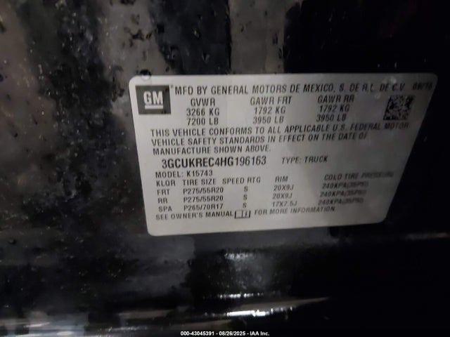 3GCUKREC4HG196163 Chevrolet l83 - sidi: spark ignited direct injection, vvt: variable valve timing, afm, e85 max, alum