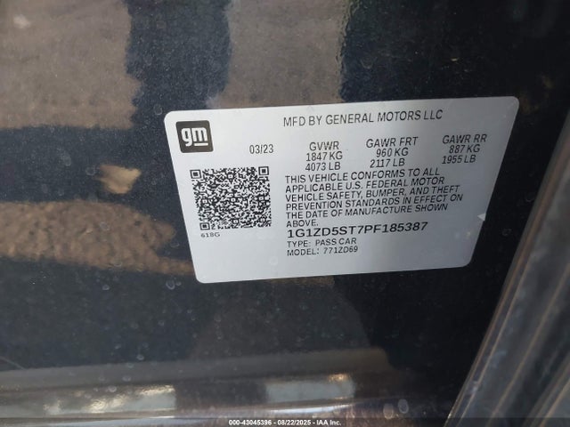 1G1ZD5ST7PF185387 Chevrolet lfv