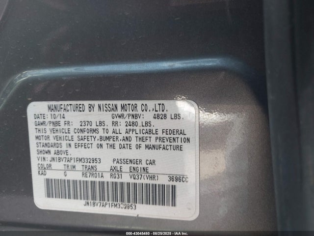 Infiniti Q50 2015 JN1BV7AP1FM332953 Image 9