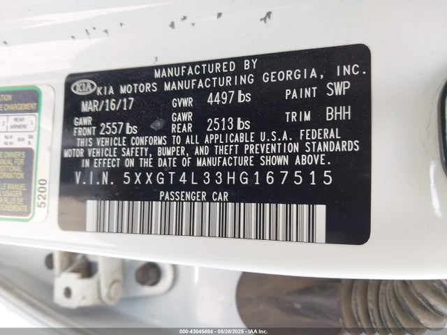 5XXGT4L33HG167515 KIA g 2.4 dohc gdi