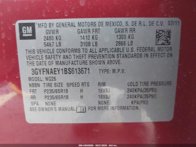 2011 CADILLAC SRX 3GYFNAEY1BS613671 Photo 8