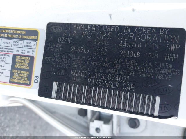 KNAGT4L36G5074021 KIA gdi theta ii