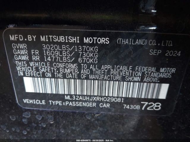 2024 MITSUBISHI MIRAGE ML32AUHJXRH029081 Photo 8