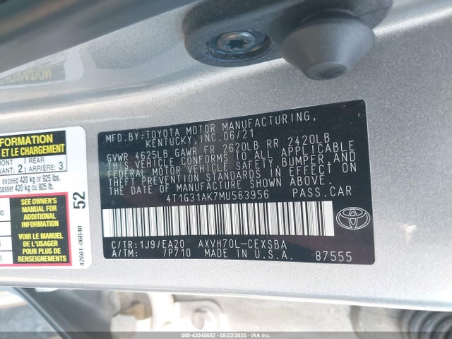 Toyota a25a-fxs 2021 4T1G31AK7MU563956 Image 9