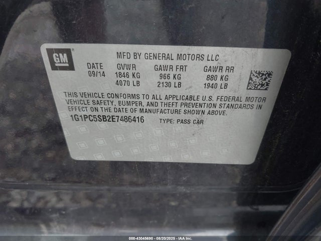 Chevrolet LUV 2014 1G1PC5SB2E7486416 Image 9