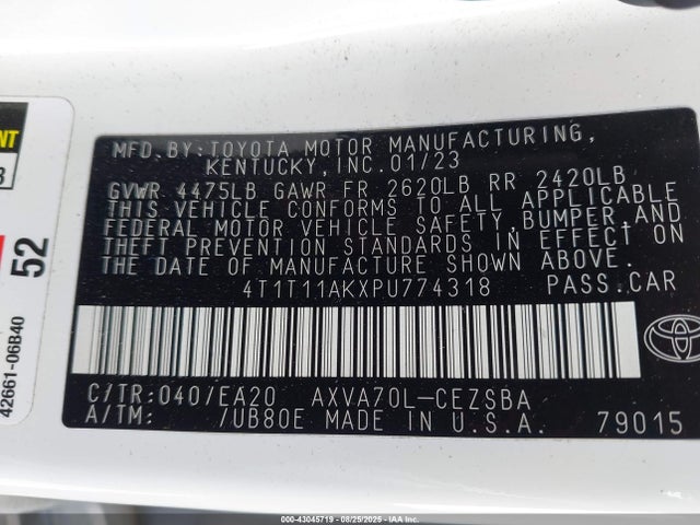 4T1T11AKXPU774318 Toyota a25a-fks