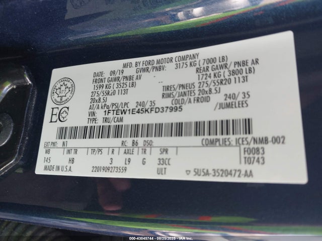 Ford gtdi 2019 1FTEW1E45KFD37995 Image 9