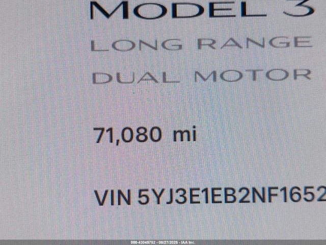 Tesla MODEL 3 2022 5YJ3E1EB2NF165202 Image 16
