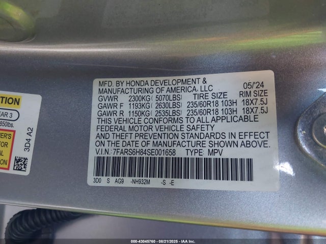 7FARS6H84SE001658 Honda lfc3