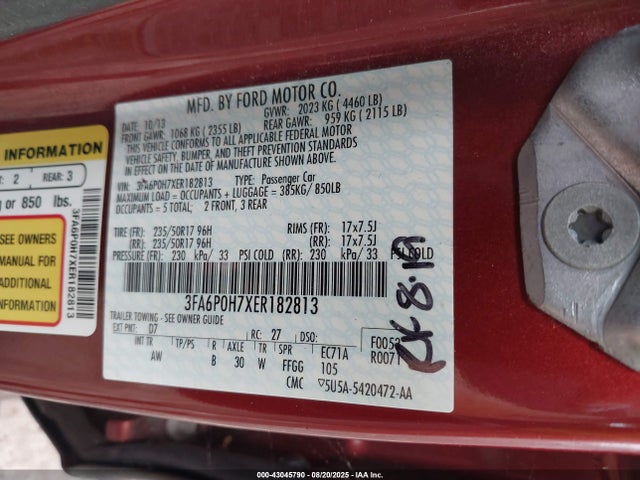 Ford Fusion 2014 3FA6P0H7XER182813 Image 9