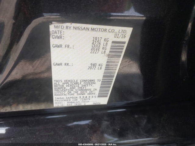 1N4AL3AP6GN334335 Nissan Altima