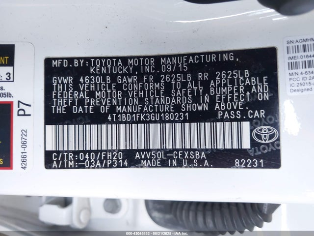 Toyota 2ar-fxe+2jm 2016 4T1BD1FK3GU180231 Image 9