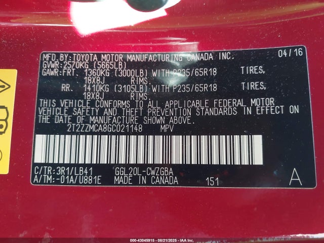 Lexus RX 2016 2T2ZZMCA8GC021148 Image 9