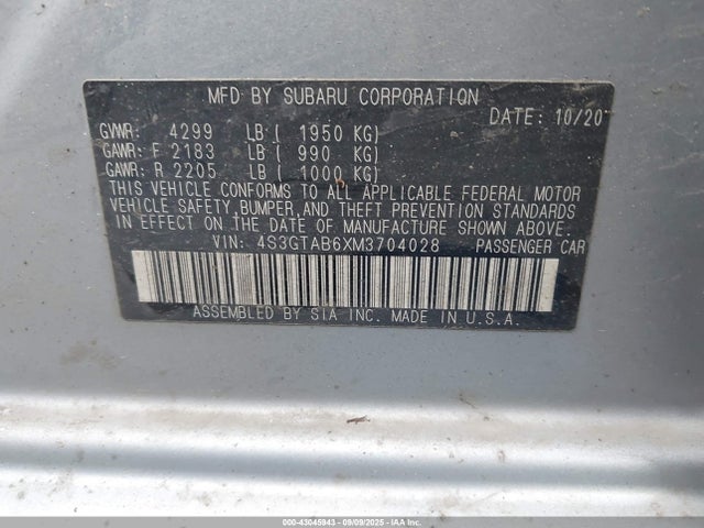 Subaru na 2021 4S3GTAB6XM3704028 Image 9