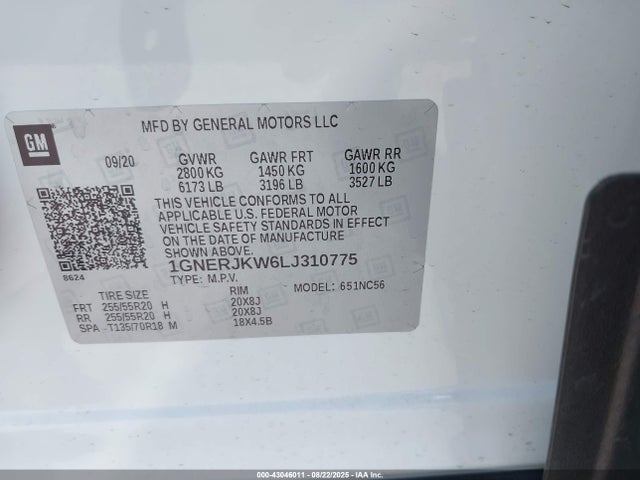 1GNERJKW6LJ310775 Chevrolet lfy - spark ignited direct injection, atss, gen 1
