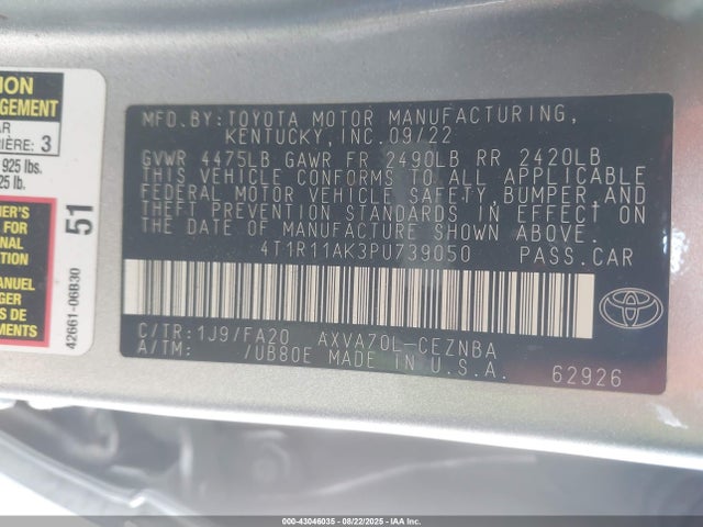 4T1R11AK3PU739050 Toyota a25a-fks
