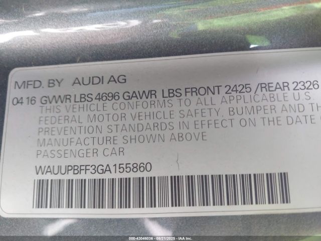 2016 AUDI A3 E-TRON WAUUPBFF3GA155860 Photo 8