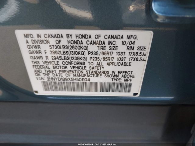2005 ACURA MDX 2HNYD189X5H501104 Photo 8
