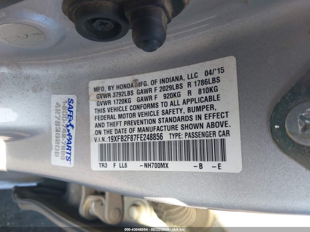 Honda r18z1 2015 19XFB2F87FE248856 Image 9