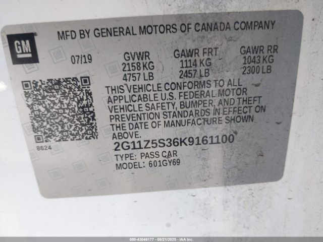2019 CHEVROLET IMPALA 2G11Z5S36K9161100 Photo 8