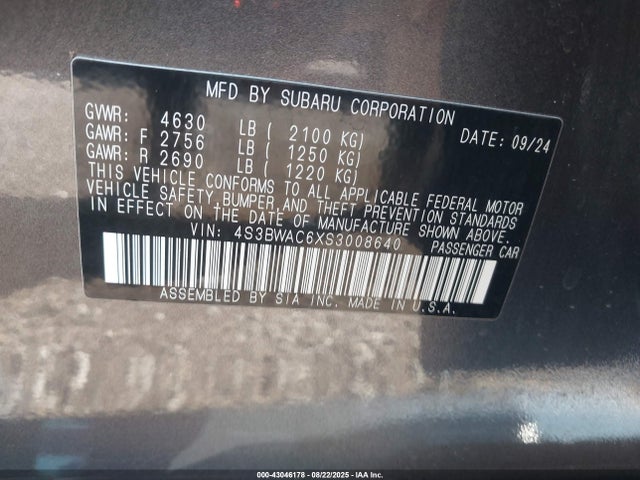 4S3BWAC6XS3008640 Subaru na, u5