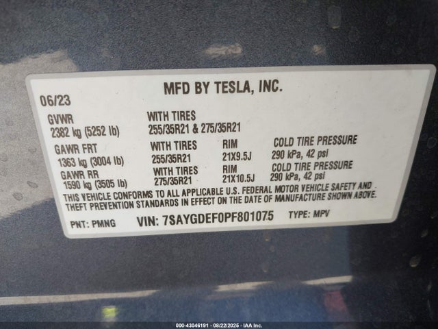2023 TESLA MODEL Y 7SAYGDEF0PF801075 Photo 8