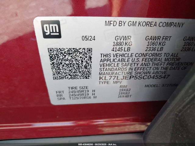 Chevrolet lbp 2025 KL77LJEP5SC045547 Image 9