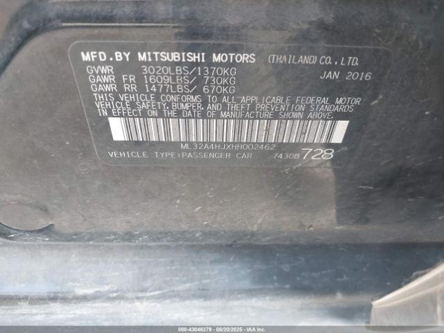 2017 MITSUBISHI MIRAGE ML32A4HJXHH002462 Photo 8