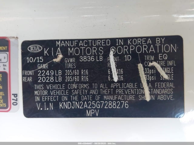 KIA gdi gamma 2016 KNDJN2A25G7288276 Image 9