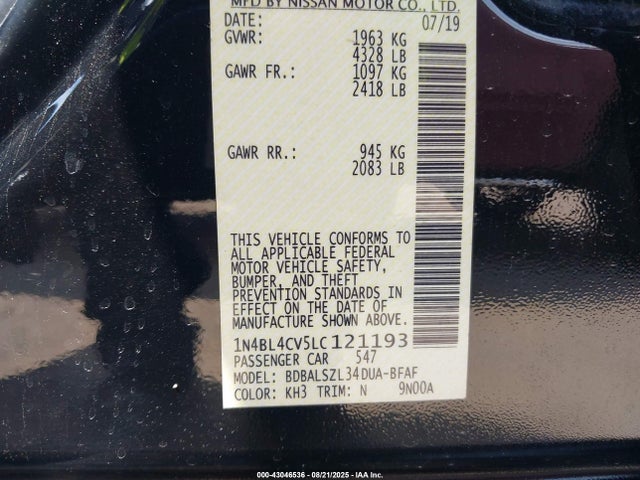 Nissan Altima 2020 1N4BL4CV5LC121193 Image 9