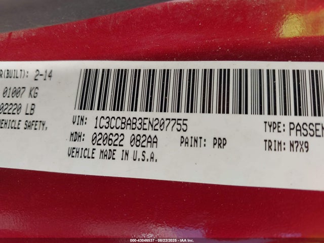 1C3CCBAB3EN207755 Chrysler 200