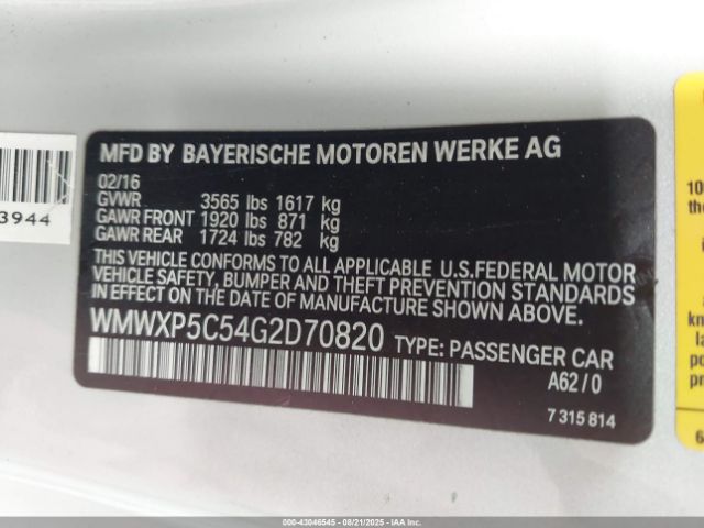 2016 MINI HARDTOP WMWXP5C54G2D70820 Photo 8