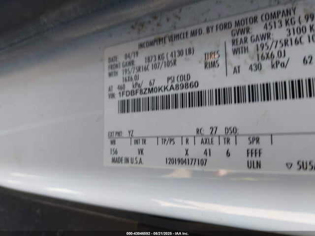 Ford 2019 2019 1FDBF8ZM0KKA89860 Image 9