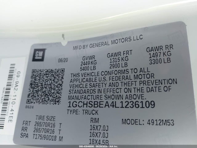 Chevrolet lcv - spark ignited direct injection, variable valve timing, dcvcp, e85 max, e0-e100, alum 2020 1GCHSBEA4L1236109 Image 9