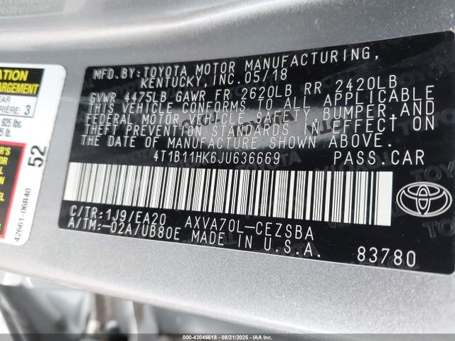 4T1B11HK6JU636669 Toyota a25a-fks