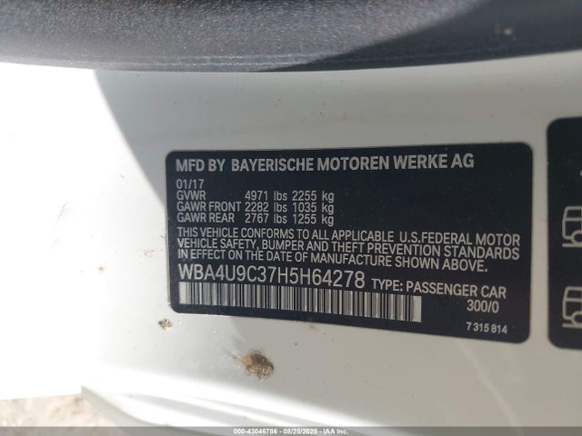 WBA4U9C37H5H64278 BMW 430I
