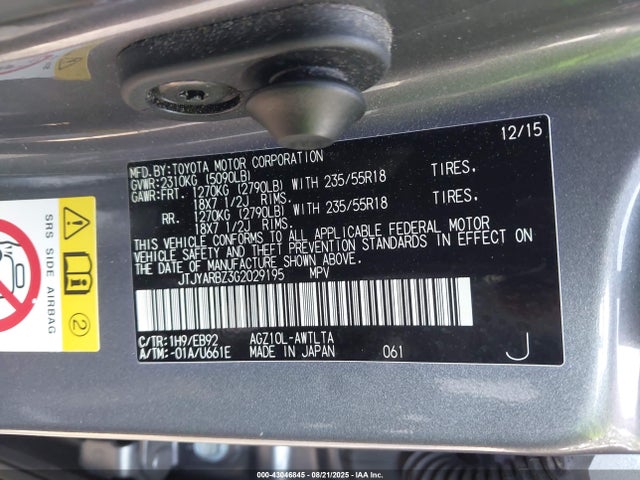 JTJYARBZ3G2029195 Lexus 8ar-fts