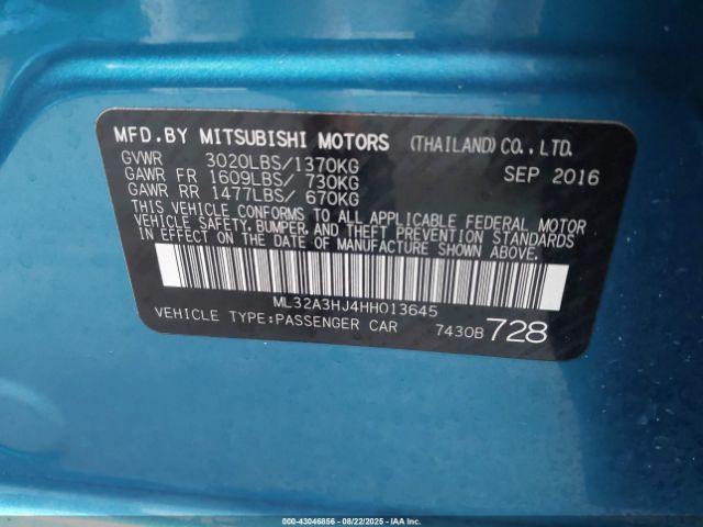 2017 MITSUBISHI MIRAGE ML32A3HJ4HH013645 Photo 8