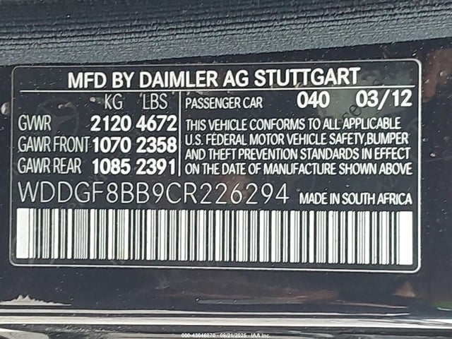 Продажа на аукционе авто 2012 Mercedes-benz C 300 Sport 4matic, vin: WDDGF8BB9CR226294, номер лота: 43046870
