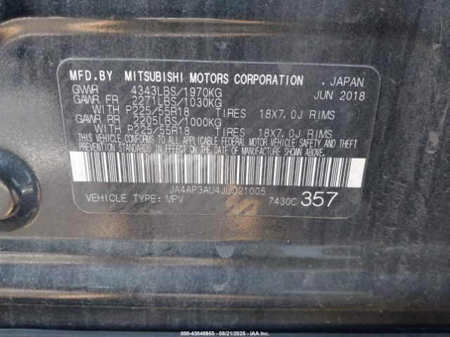 2018 MITSUBISHI OUTLANDER SPORT JA4AP3AU4JU021005 Photo 8