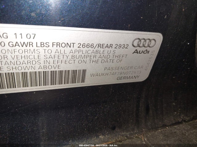 2008 AUDI A6 WAUKH74F78N072513 Photo 8