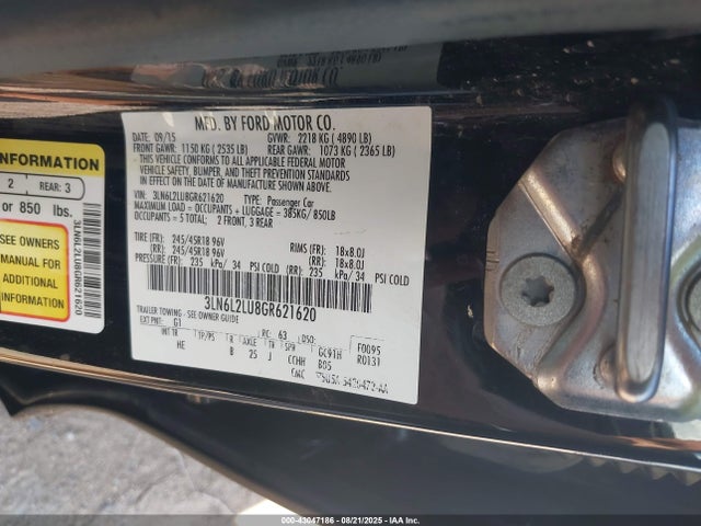 3LN6L2LU8GR621620 Lincoln MKZ