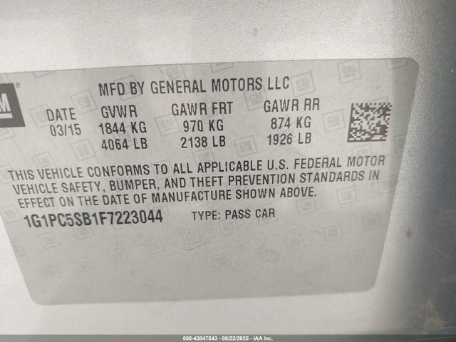 Chevrolet LUV 2015 1G1PC5SB1F7223044 Image 9