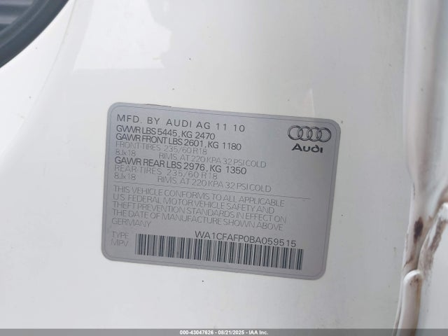 2011 AUDI Q5 WA1CFAFP0BA059515 Photo 8