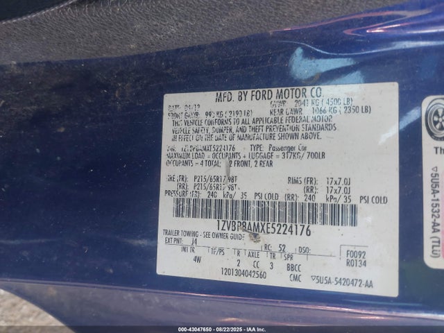 1ZVBP8AMXE5224176 Ford 2014