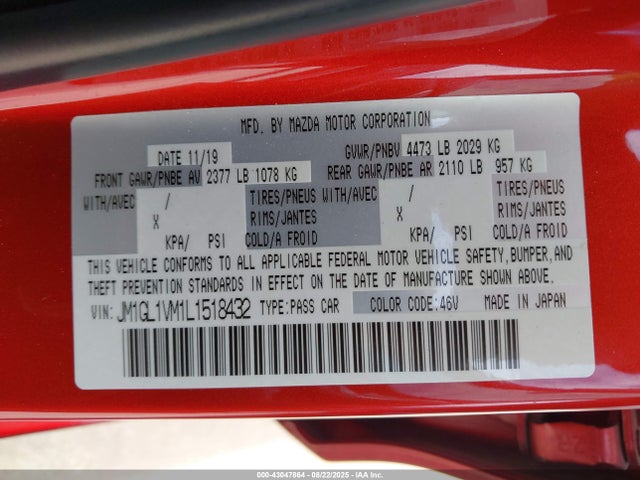 Mazda py cylinder deactivation 2020 JM1GL1VM1L1518432 Image 9