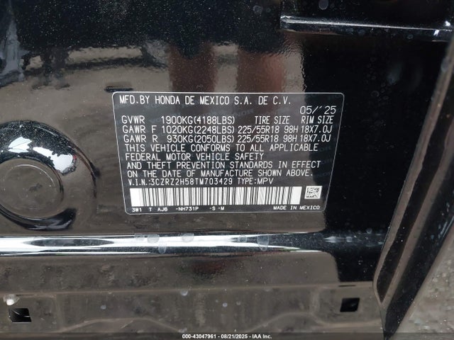 3CZRZ2H58TM703429 Honda k20z5