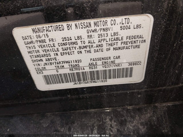 JN1BV7AR7FM411920 Infiniti Q50