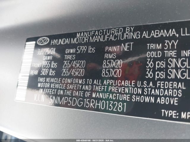 2024 HYUNDAI SANTA FE HYBRID 5NMP5DG15RH013281 Photo 8