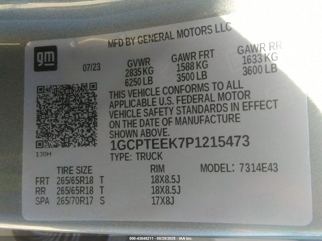 1GCPTEEK7P1215473 Chevrolet l3b